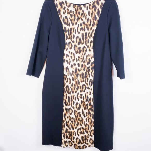 Chico's So Slimming Black Animal Print Classic style Dress Size 01 Medium - Picture 3 of 9